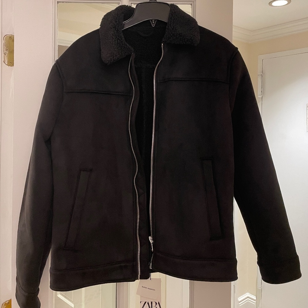 DOUBLE FACED FAUX SUEDE JACKET BLACK - REF. 6318/352 - SMALL